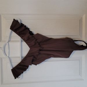 Aritzia ruffle v neck bodysuit